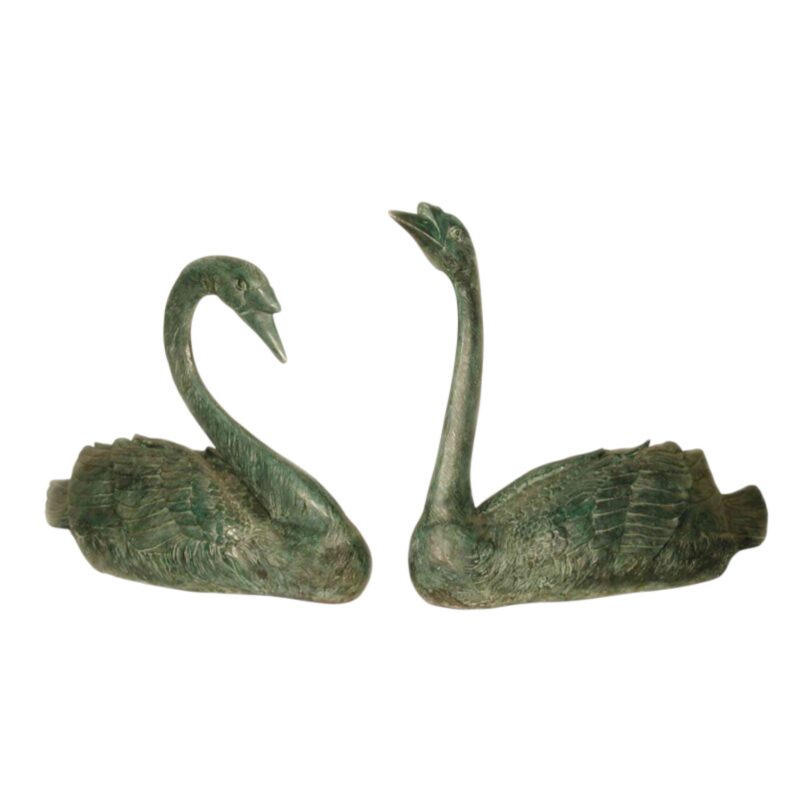 SRB055008 Bronze Swan Sculpture Set by Metropolitan Galleries Inc.