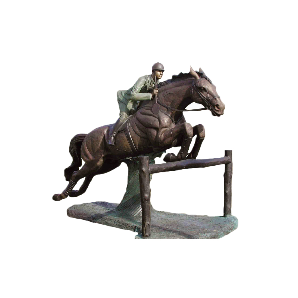 Bronze Life-Size Male Jockey on Horse Sculpture