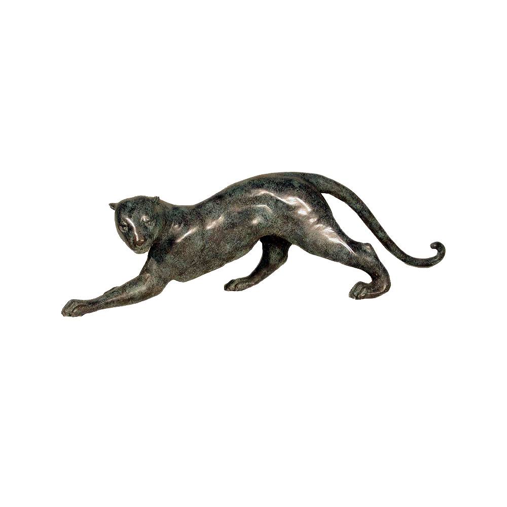 Bronze Contemporary Stretching Panther Sculpture