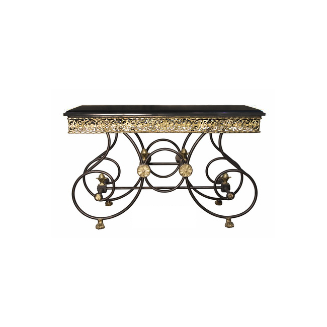 Bronze Neoclassical Table with Granite Surface