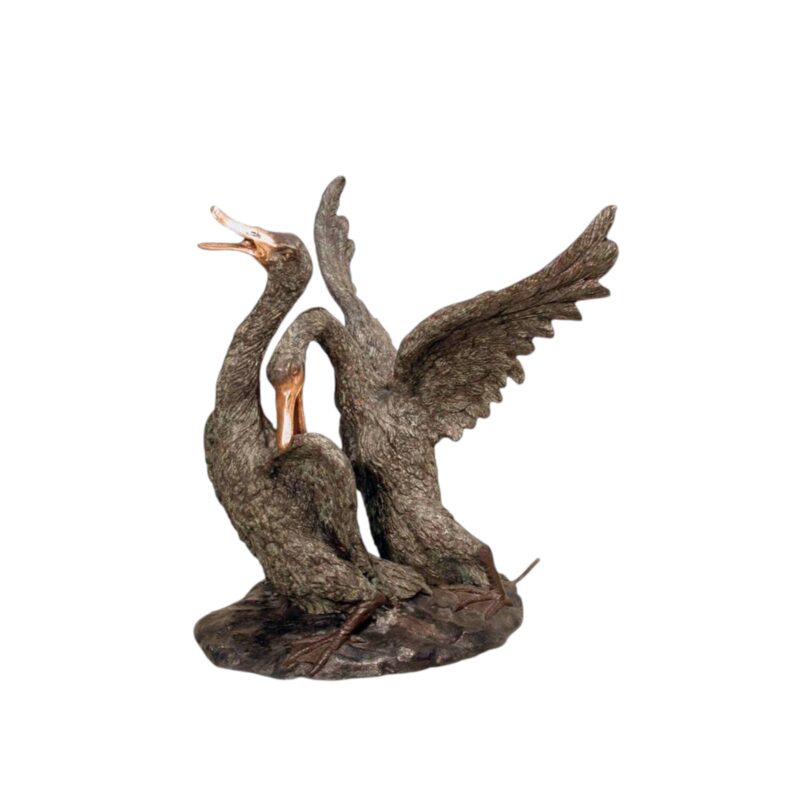 SRB057145 Bronze Playing Geese Fountain Sculpture by Metropolitan Galleries Inc