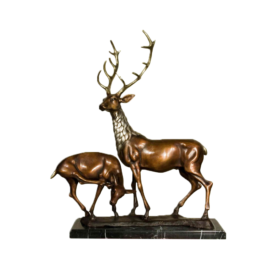 Bronze Buck & Doe Table-Top Sculpture