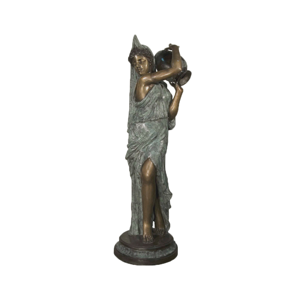 Bronze Lady Pouring Jar Fountain Sculpture