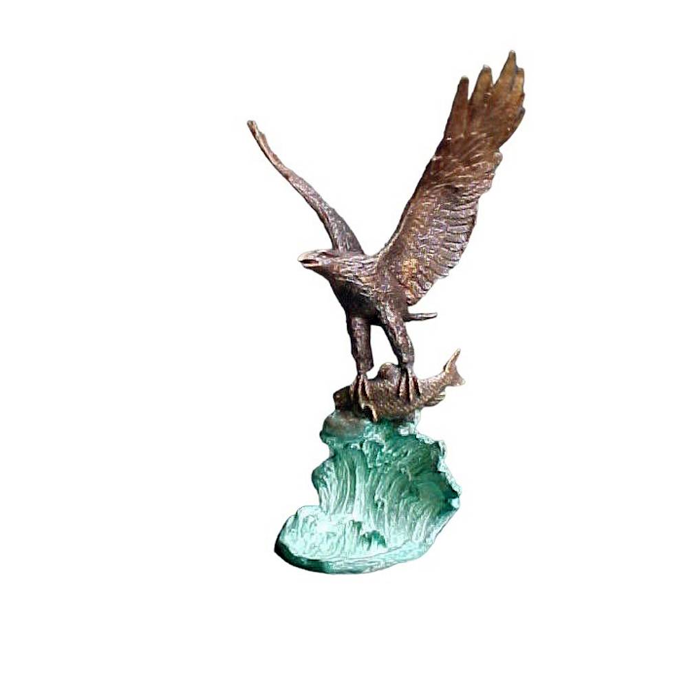 Bronze Eagle Catching Fish Sculpture