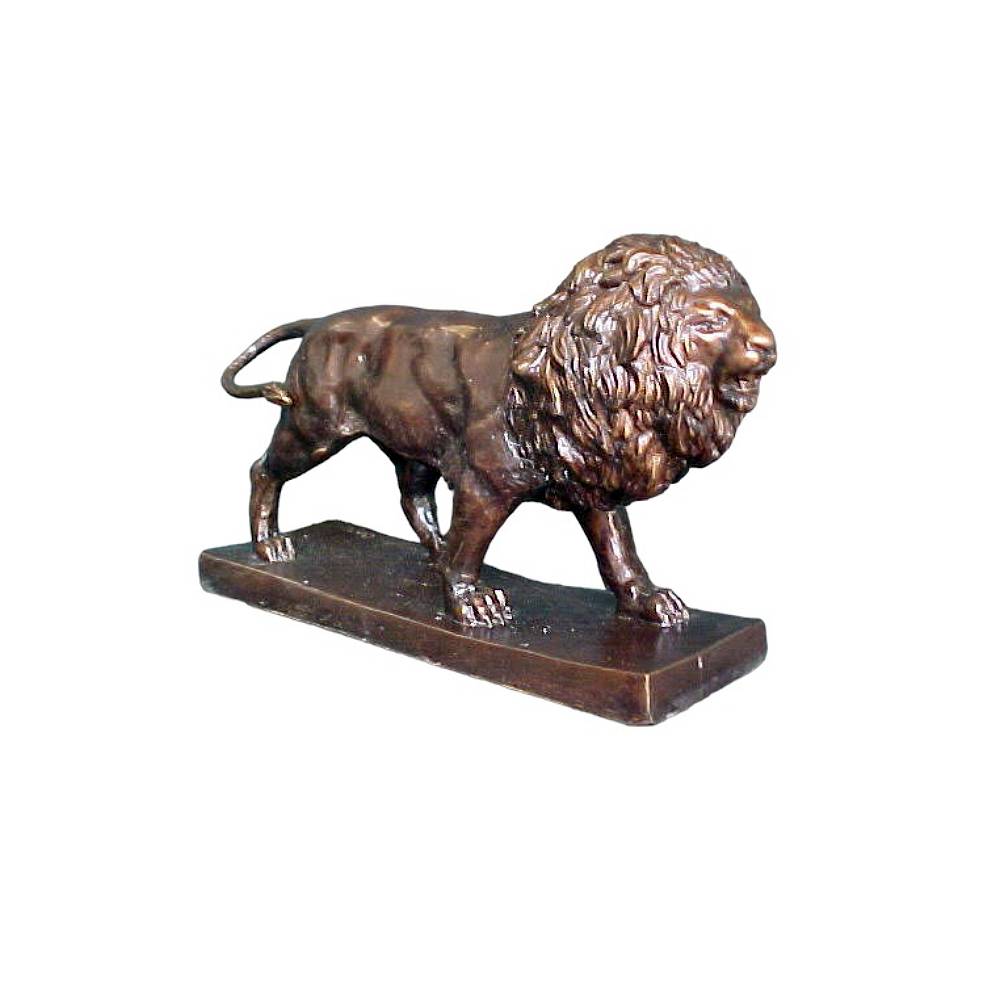 Bronze Walking Lion Left Table-Top Sculpture
