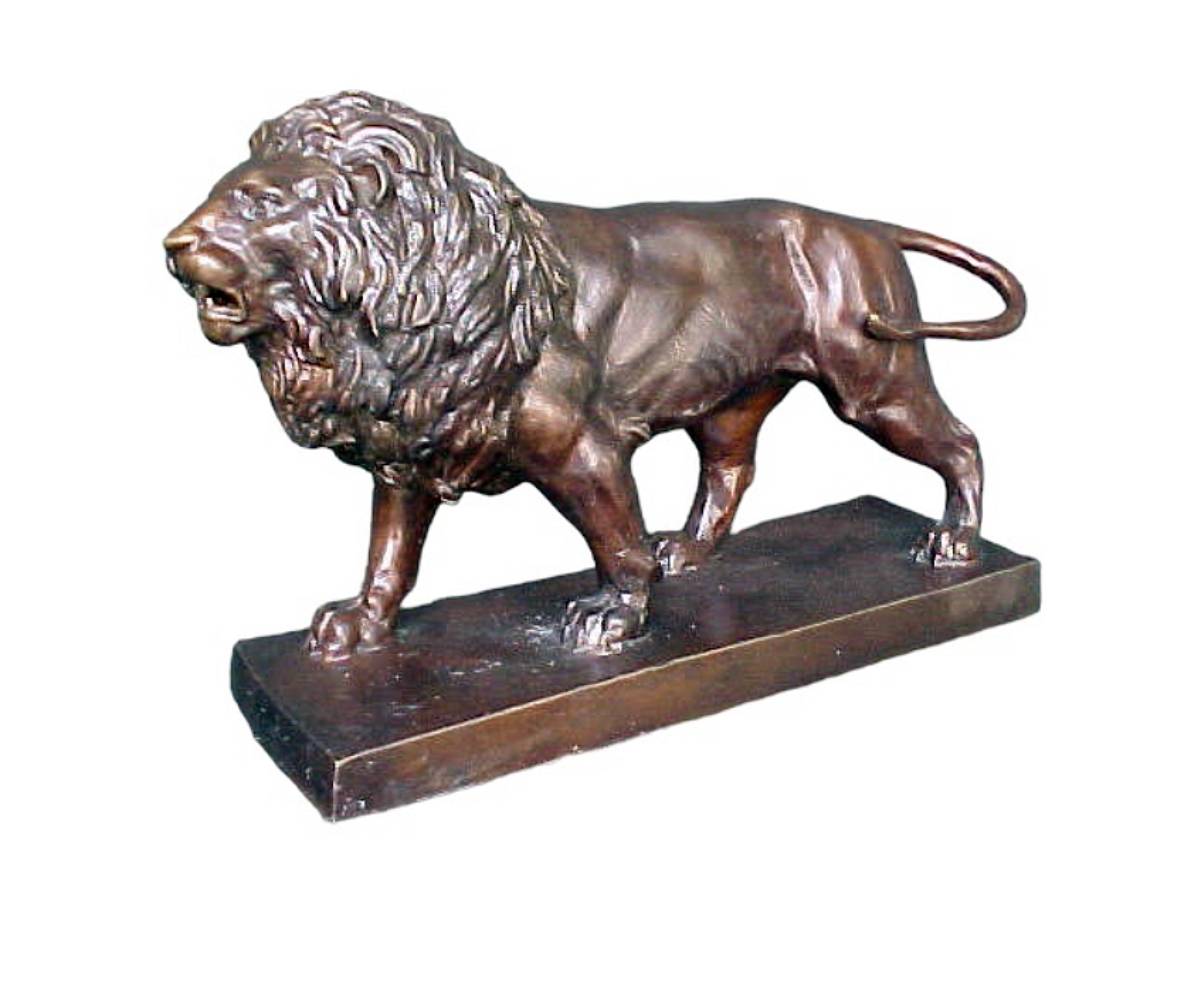 Bronze Walking Lion Right Table-Top Sculpture