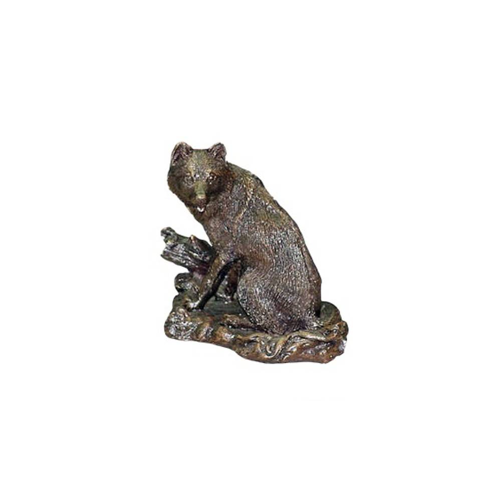 Bronze Wolf on Rock Table-Top Sculpture