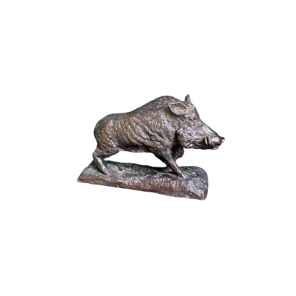 Bronze Boar on Base Table-Top Sculpture