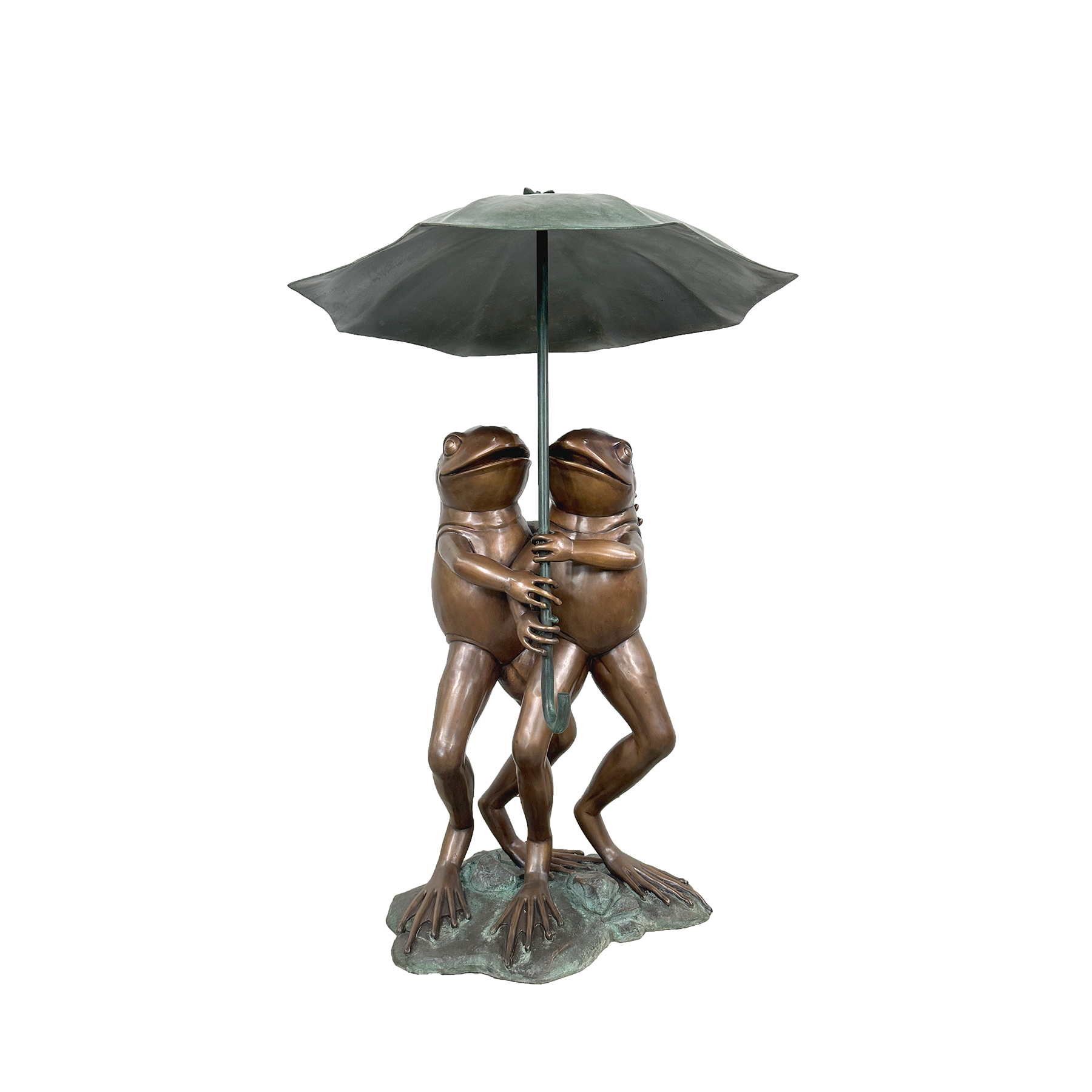 Bronze Two Frogs holding Umbrella Fountain Sculpture