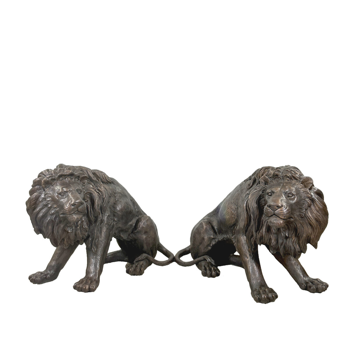 Statue de lion assis en bronze antique HSBC, taille réelle, pour jardin extérieur, sculpture antique