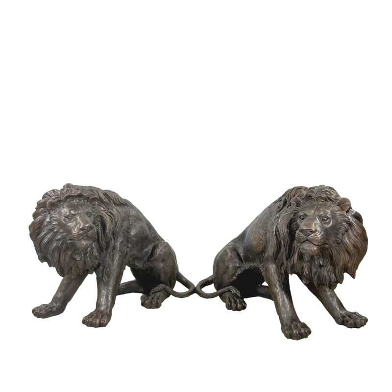 SRB702504 Bronze Lion Sculpture Pair by Metropolitan Galleries Inc