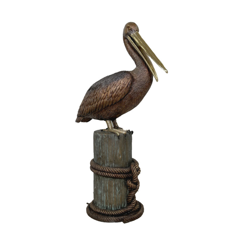 SRB40008 Bronze Pelican on Post Fountain Sculpture by Metropolitan Galleries Inc