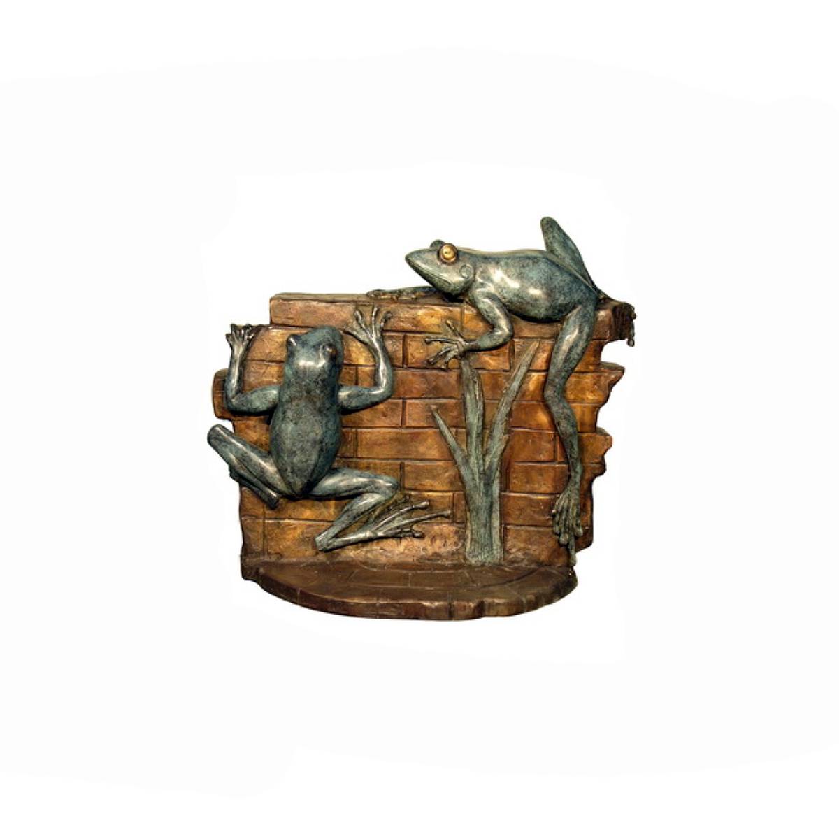 Bronze Two Frogs on Wall Sculpture