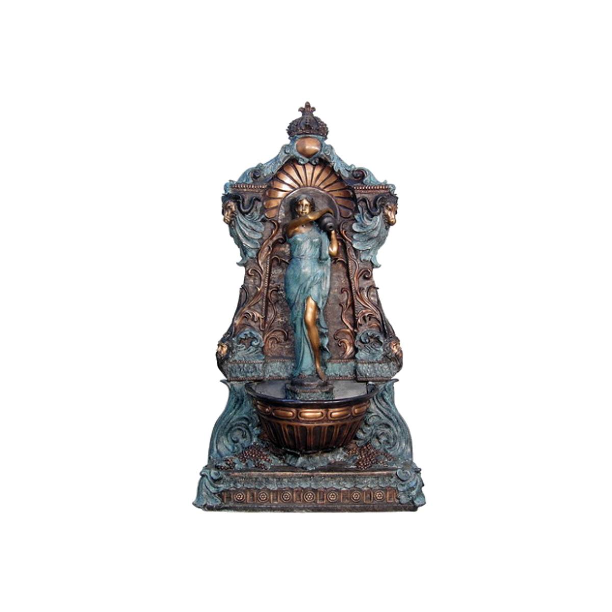 Bronze Lady with Jar Wall Fountain Sculpture