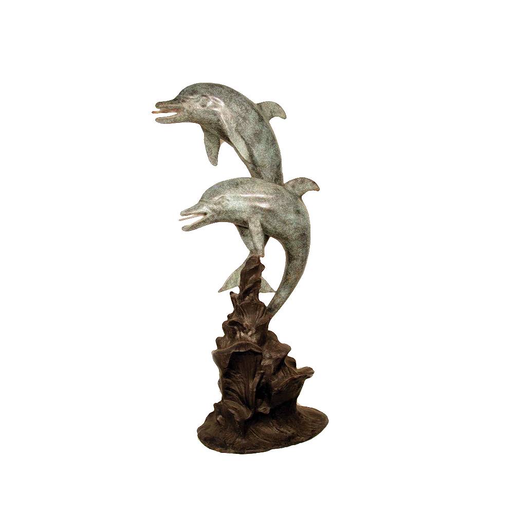 Bronze Two Small Dolphins Fountain Sculpture