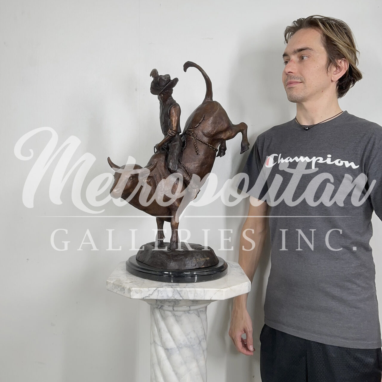 Bronze Rodeo Rider Table-top Sculpture - Metropolitan Galleries Inc.