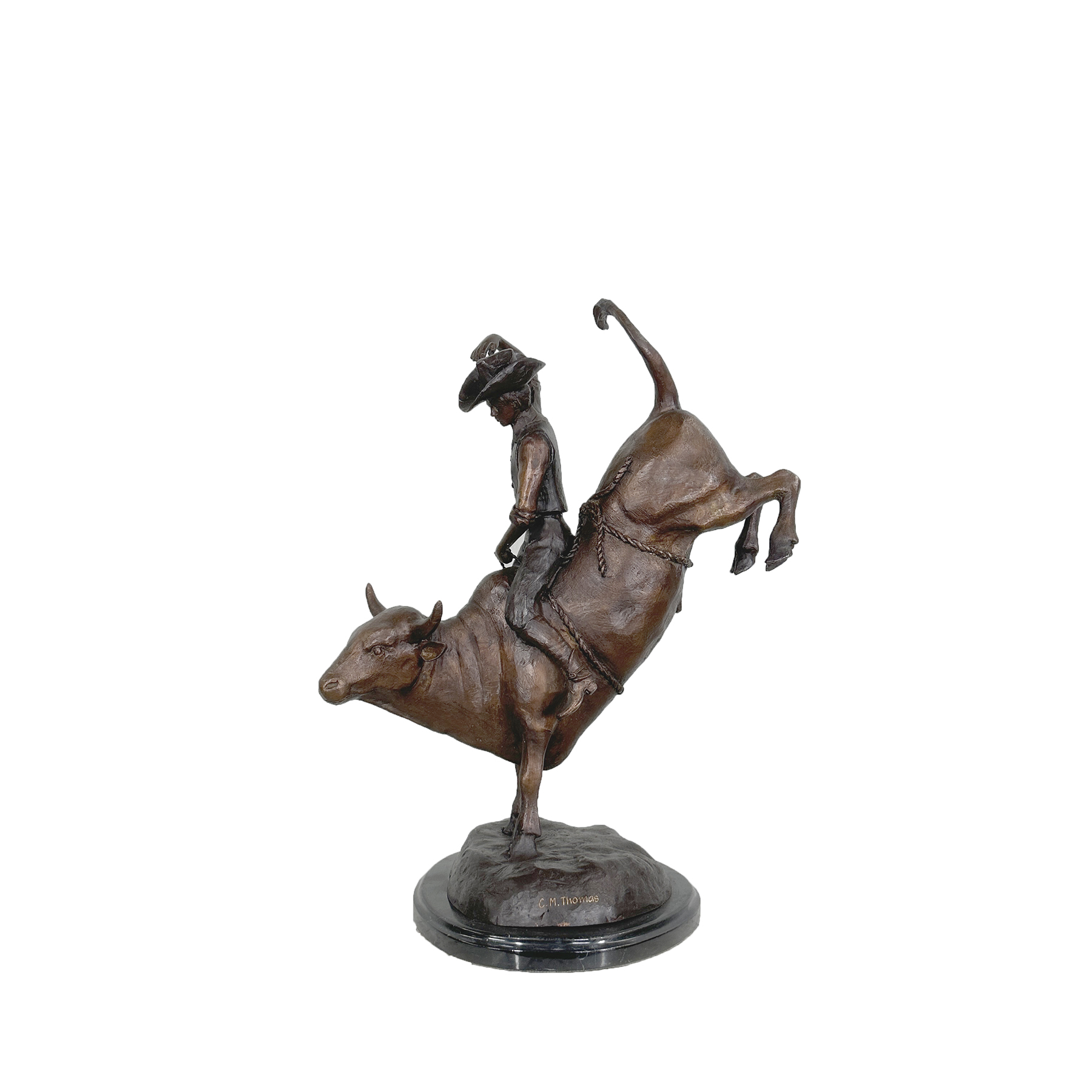 SRB057492 Bronze Rodeo Rider on Bull Table-top Sculpture by Metropolitan Galleries Inc