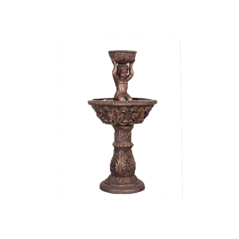 SRB058456 Bronze Cherub holding Bowl Fountain by Metropolitan Galleries Inc