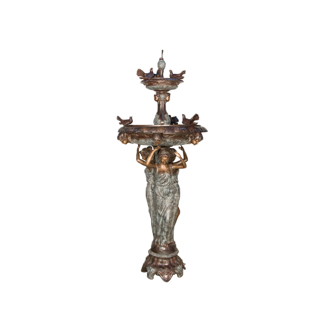 SRB094268 Bronze Ladies with Fantail Pigeons Fountain by Metropolitan Galleries Inc