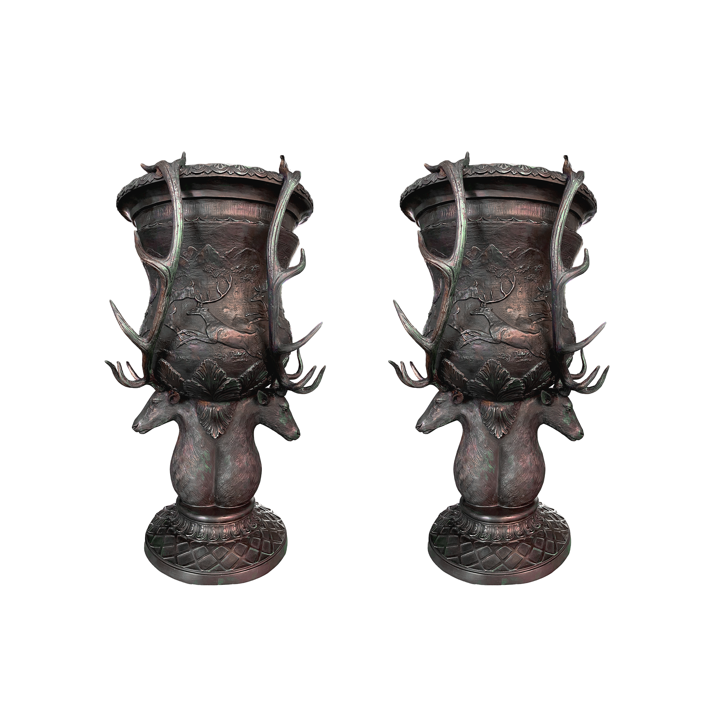 SRB10133 Bronze Medium Size Deer Antler Planter Urn exclusively designed and produced by Metropolitan Galleries Inc