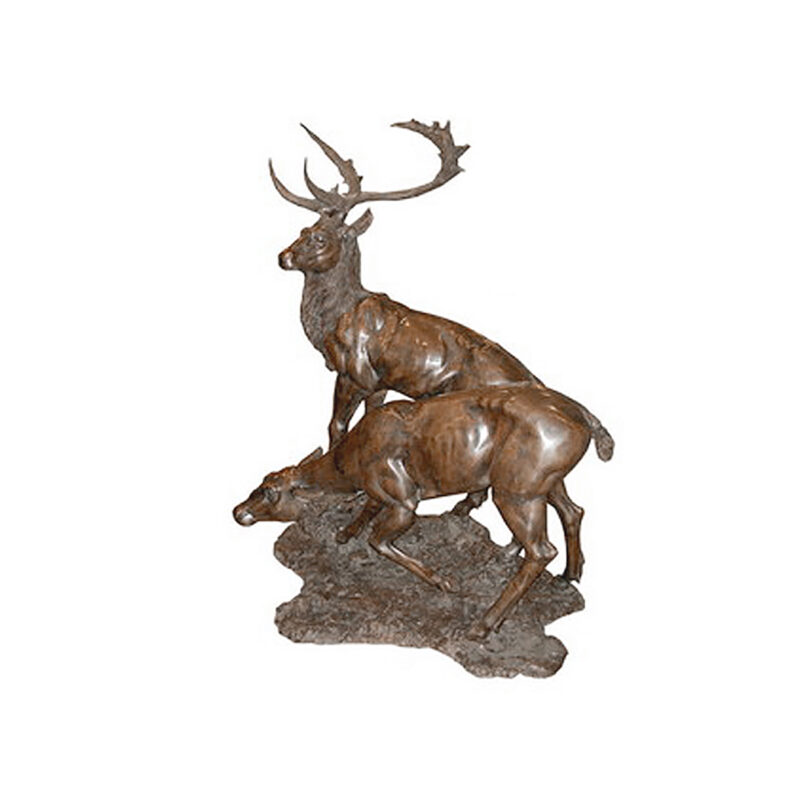 SRB702218 Bronze Buck & Doe on Base Sculpture by Metropolitan Galleries Inc