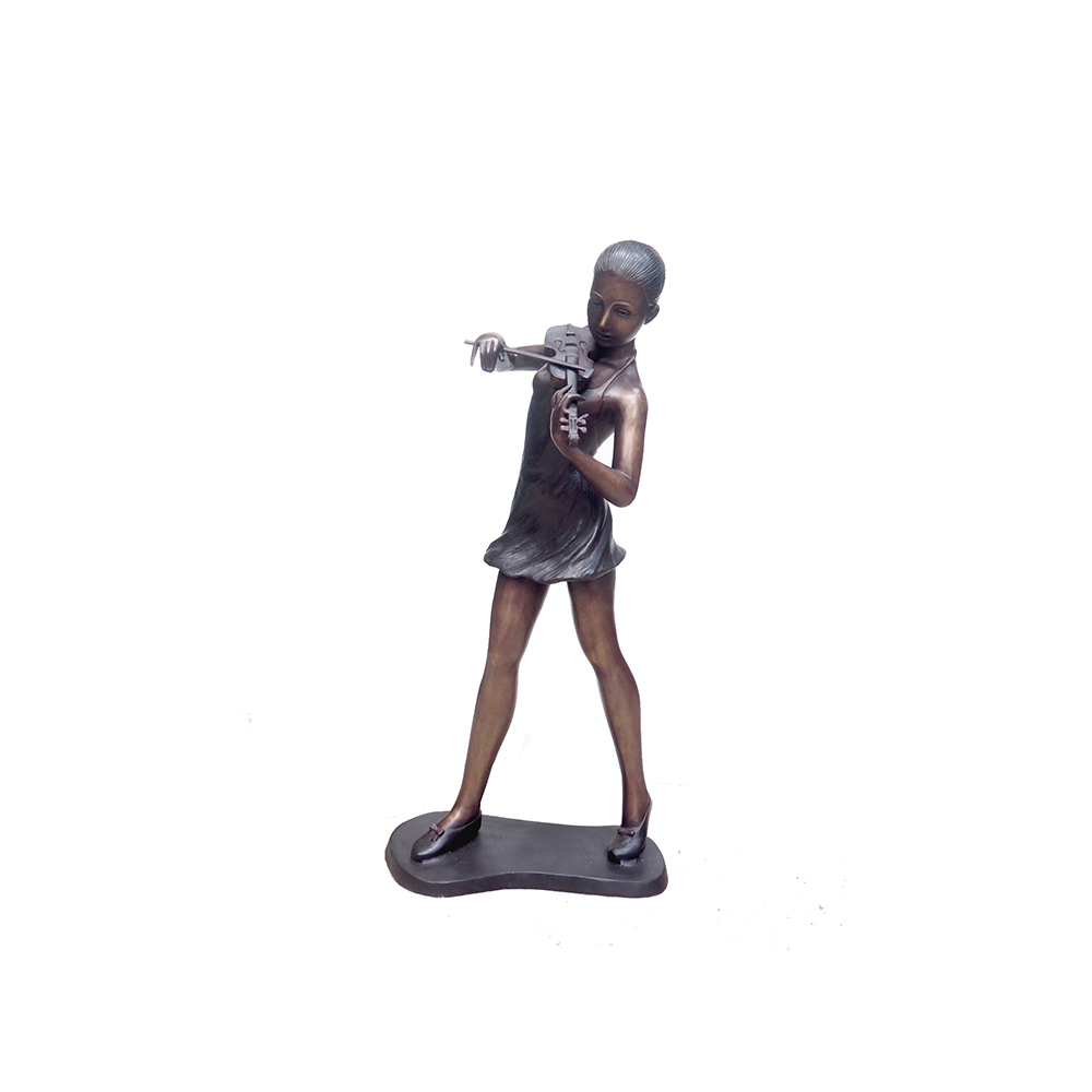 SRB702866 Bronze Standing Girl Violinist Sculpture by Metropolitan Galleries Inc