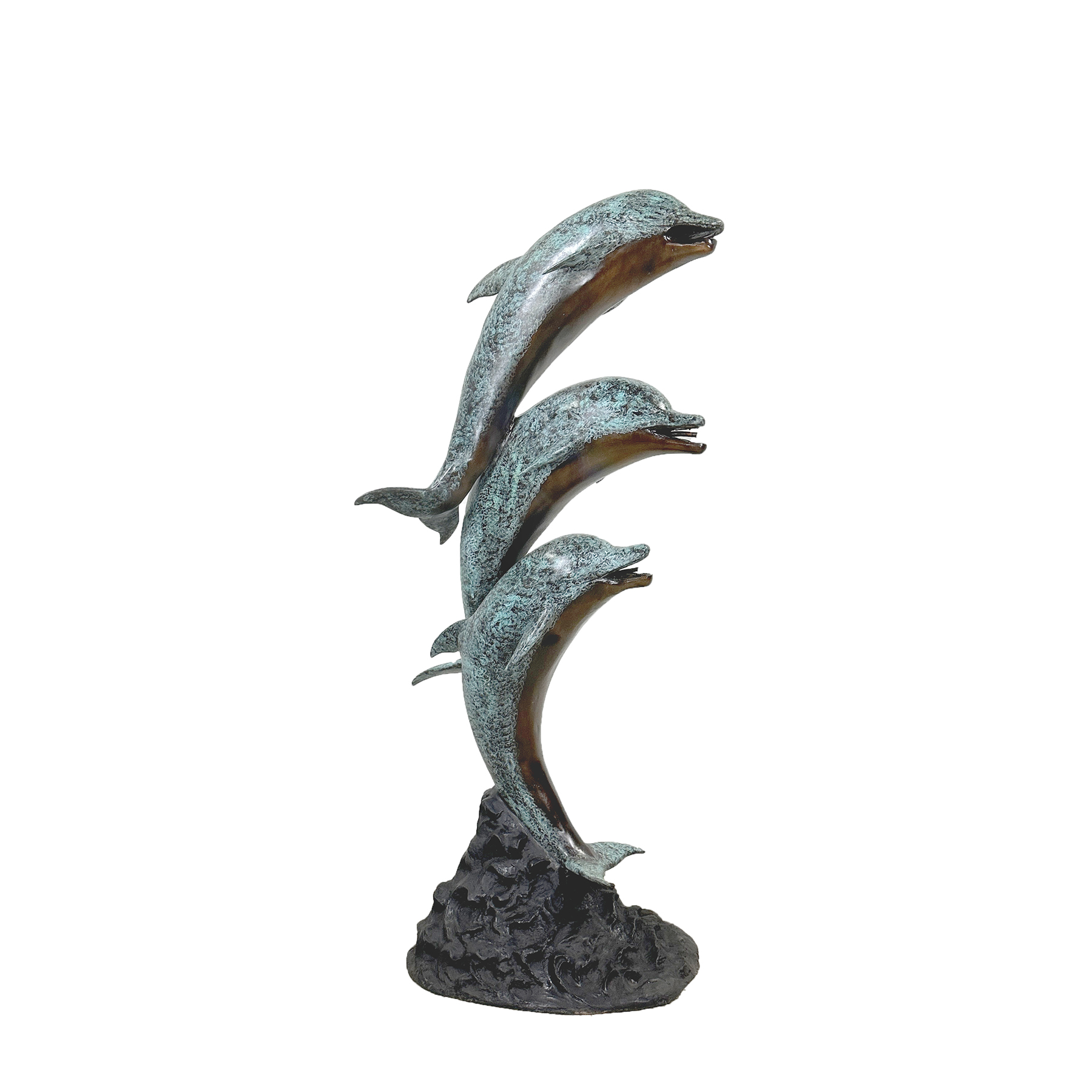 Bronze Jumping Dolphin Trio Fountain Sculpture