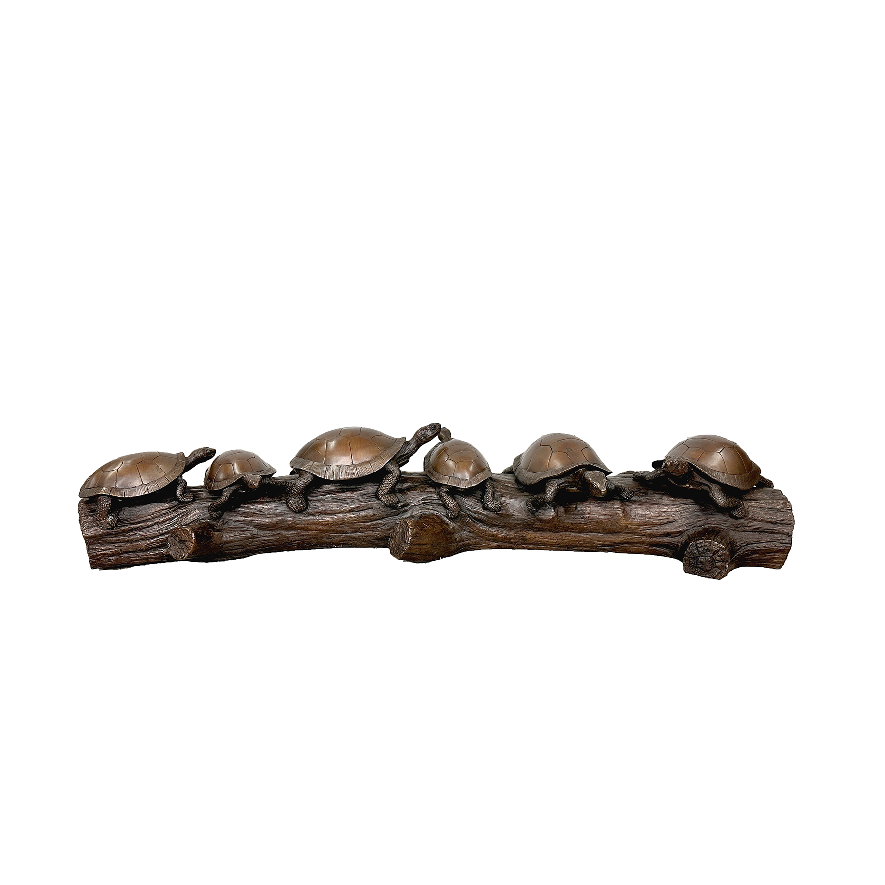 SRB40009 Bronze Six Turtles on Log Sculpture exclsively designed and produced by Metropolitan Galleries Inc