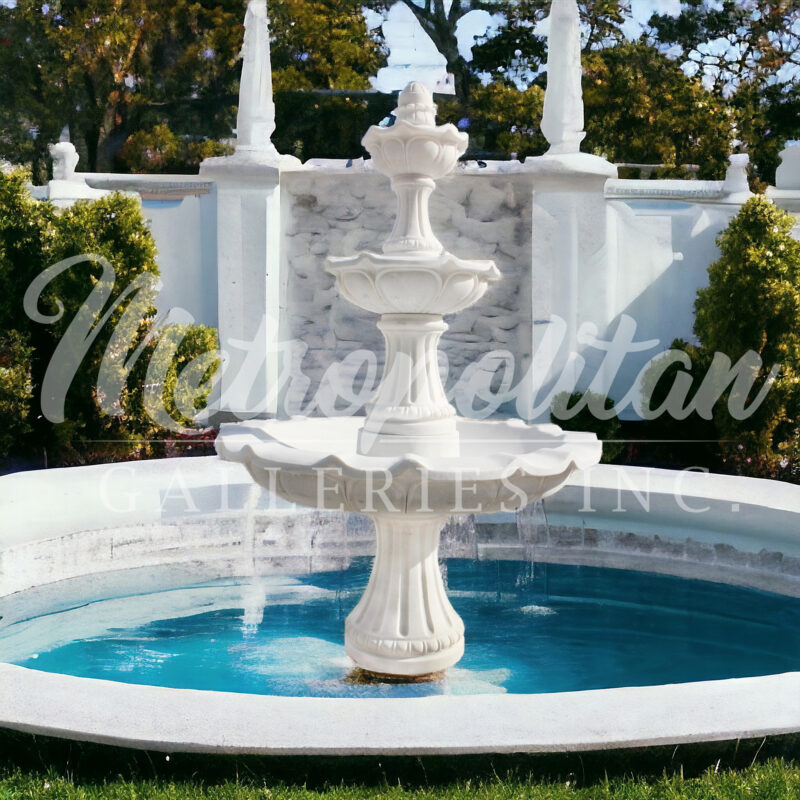 JBF1200 Marble Three Tier Casa de Sol Fountain in White Marble by Metropolitan Galleries Inc Environmental AI WM