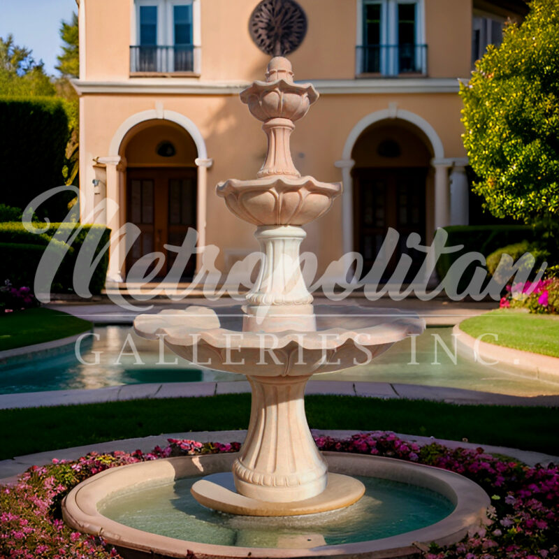 JBF1300 Rose Marble Casa de Sol Three Tier Fountain by Metropolitan Galleries Inc. AI WM