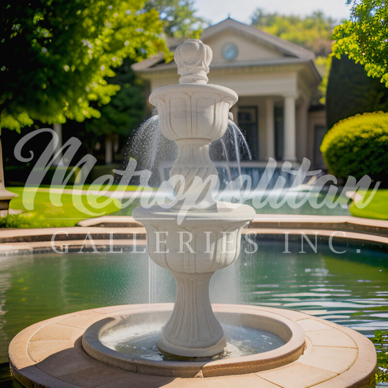 JBF1500 White Marble Venetian Chalice Two Tier Fountain by Metropolitan Galleries Inc AI WM