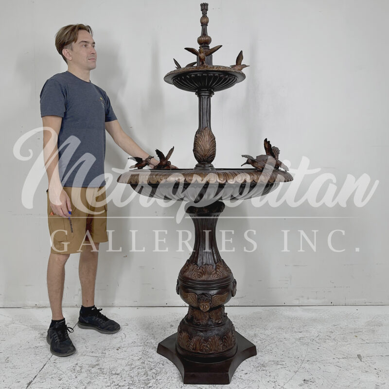 SRB099819 Bronze Two Tier Hummingbirds Fountain by Metropolitan Galleries Inc SCALE WM