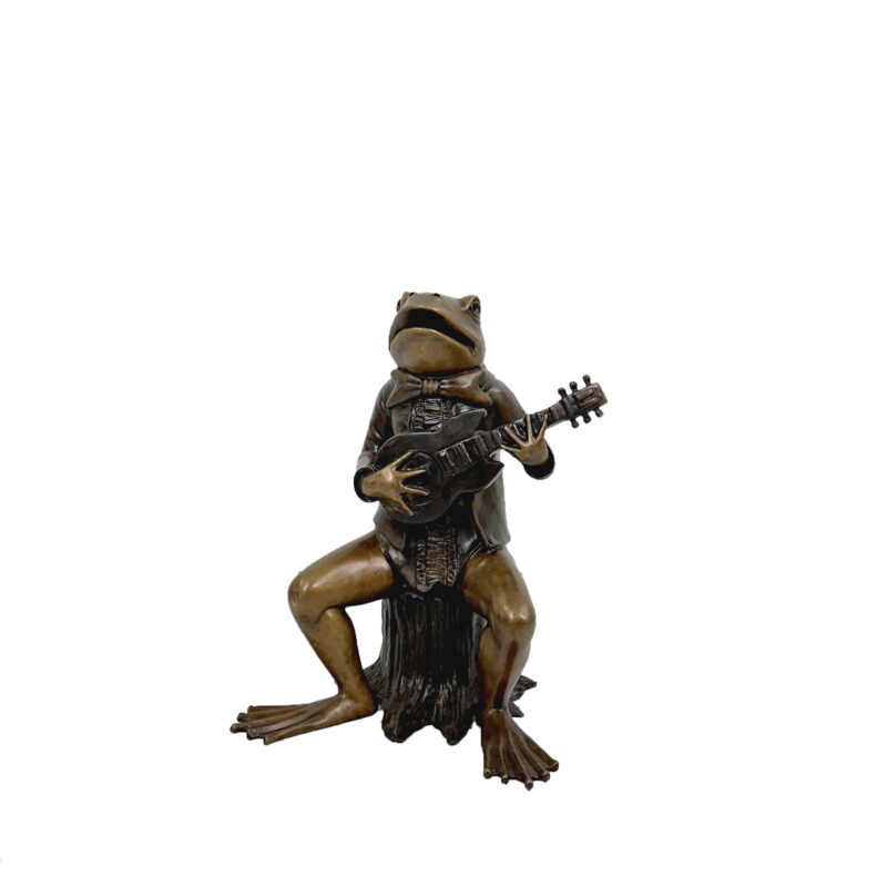 SRB371048 Bronze Gentleman Frog playing Guitar Sculpture by Metropolitan Galleries Inc