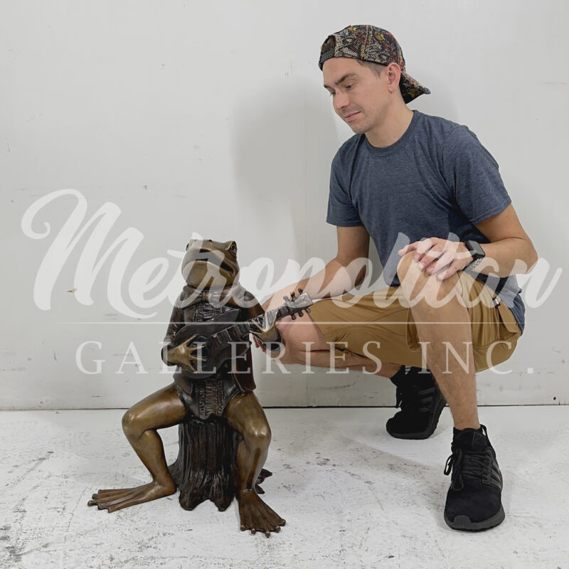 SRB371048 Bronze Gentleman Frog playing Guitar Sculpture by Metropolitan Galleries Inc SCALE WM