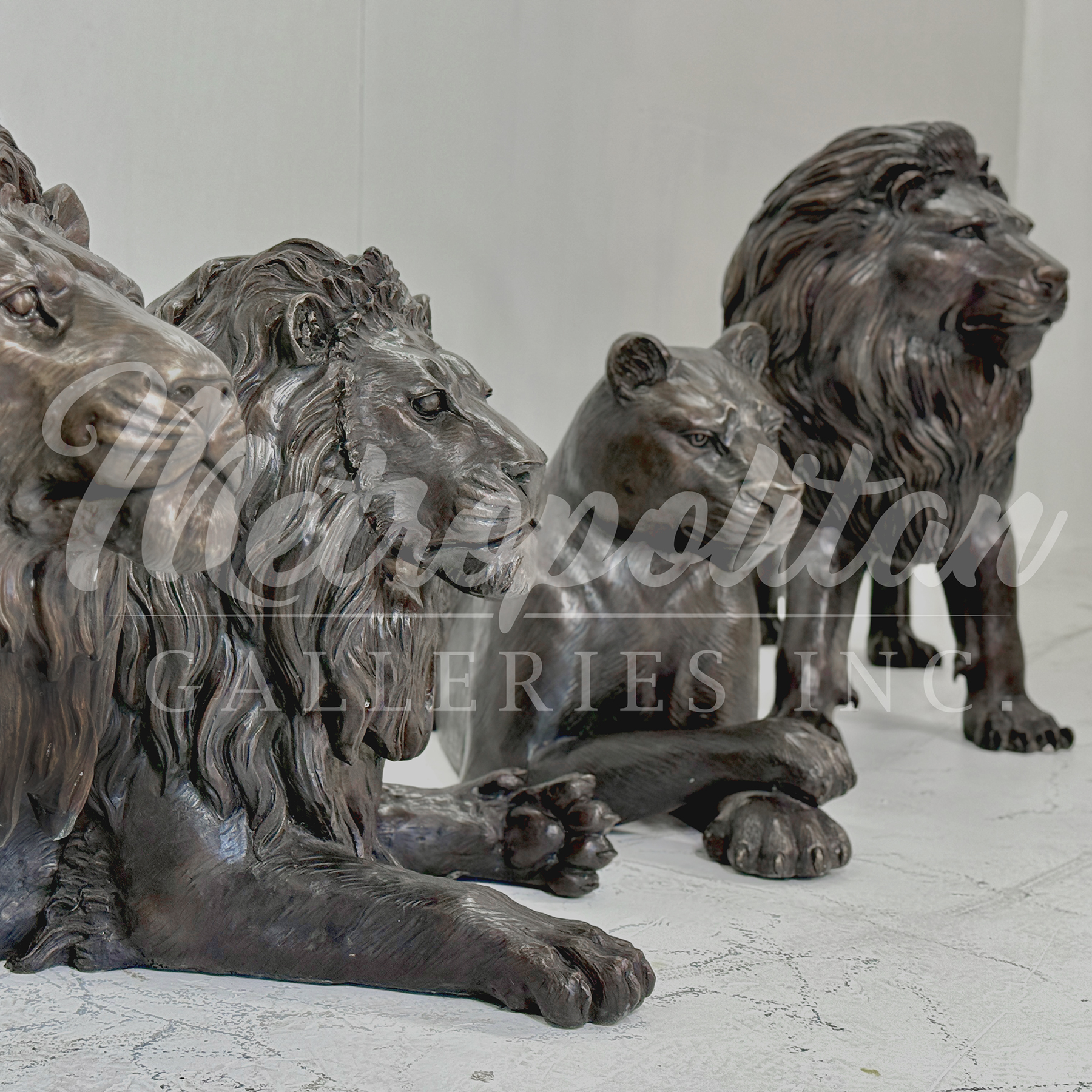 Custom Bronze Lion Family for Lynchburg Police Foundation Honor Garden by Metropolitan Galleries Inc