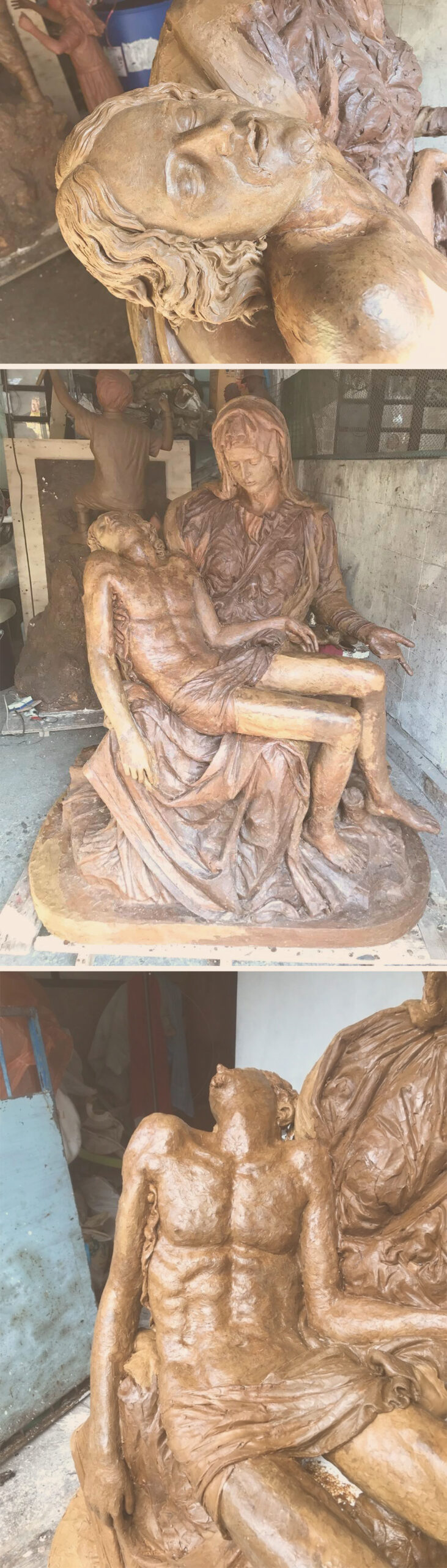 Custom La Pieta Bronze Sculpture Progress in Clay by Metropolitan Galleries Inc Custom La Pieta Bronze Sculpture Progress in Clay by Metropolitan Galleries Inc