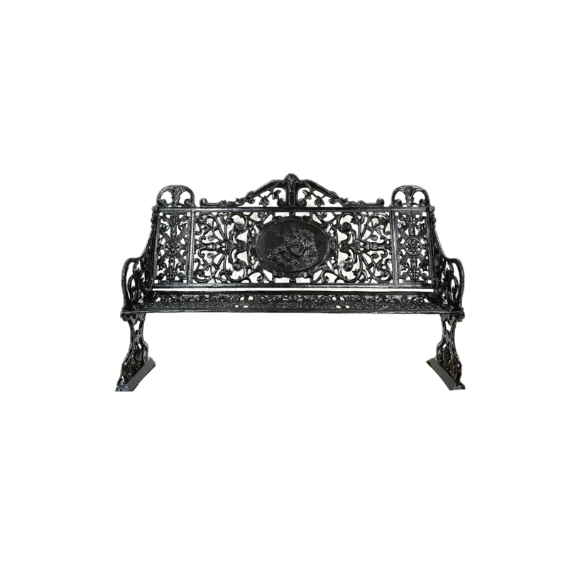INB7500-BL Ornamental Wrought Iron Garden Bench in Black by Metropolitan Galleries Inc