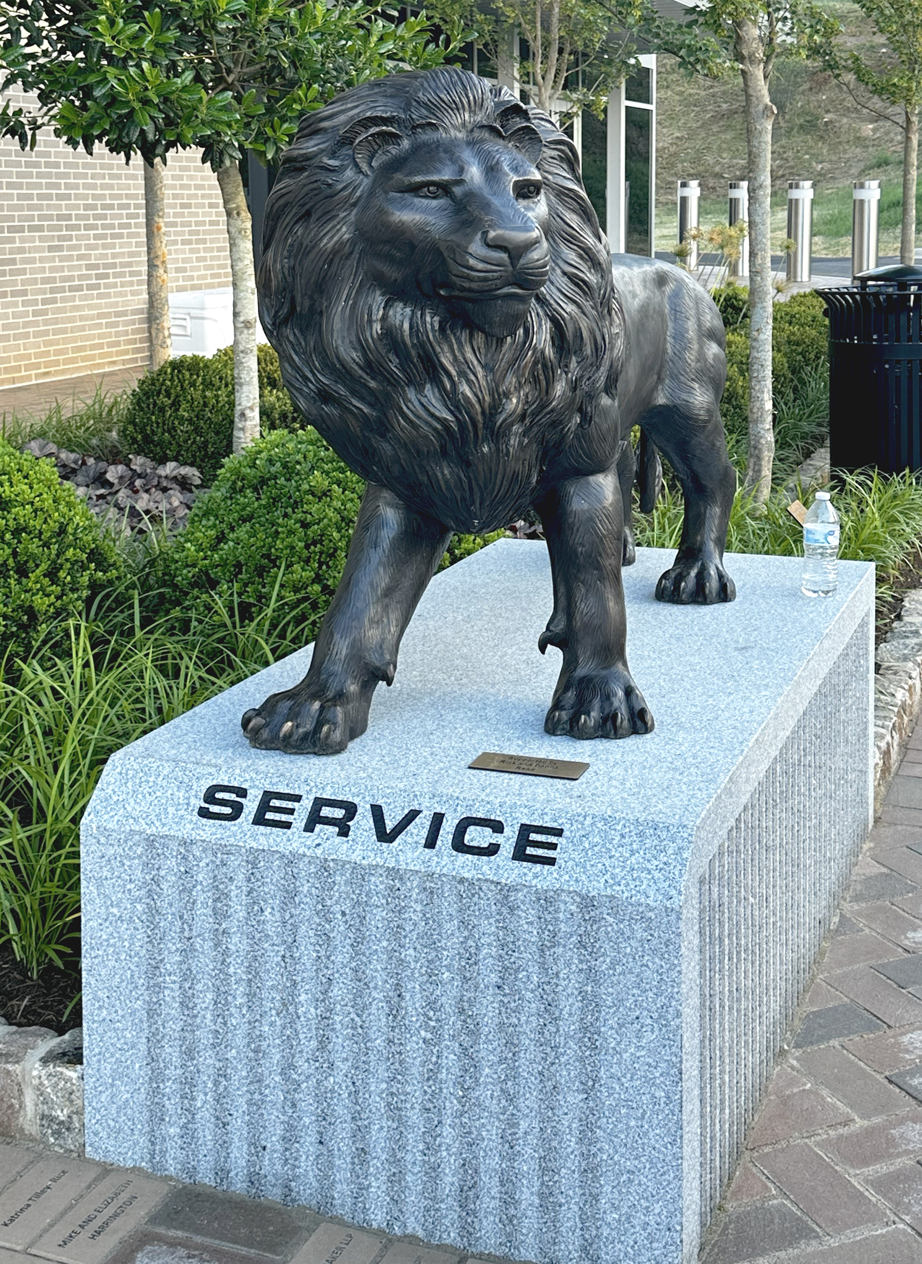 Lion Sculpture 2 Installed - Lynchburg Police Honor Garden - Metropolitan Galleries Inc