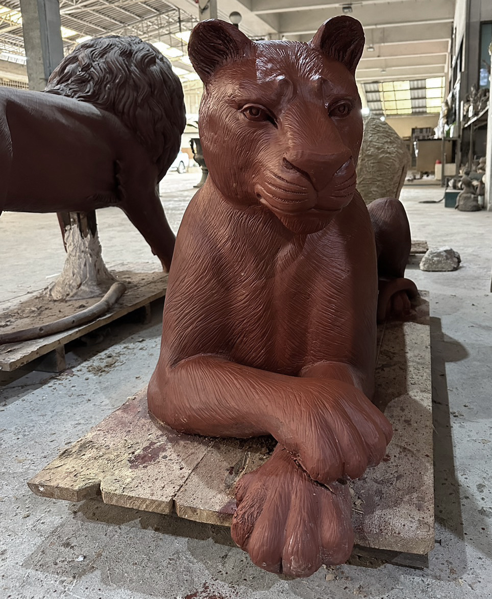 Lioness Sculpture in Clay before Casting - Metropolitan Galleries Inc