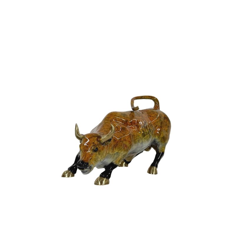 SRB088124-C2 Bronze Bull Table-top Sculpture with Color Finish by Metropolitan Galleries Inc-1