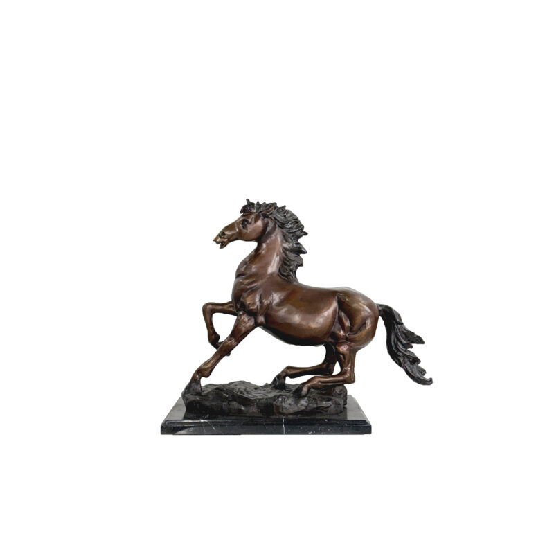 SRB097118 Bronze Trotting Horse Table-top Sculpture on Marble Base by Metropolitan Galleries Inc-4