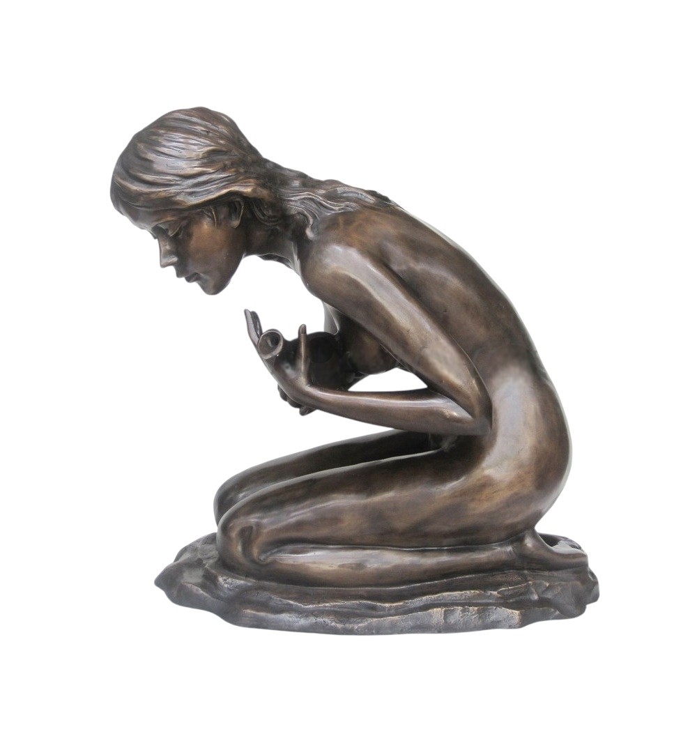 SRB701889 Bronze Kneeling Girl Sculpture by Metropolitan Galleries Inc.