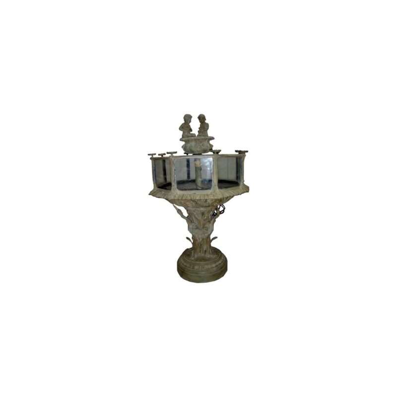SRB702988 Bronze Basin w_Bird Fountain Aquarium Fountain Sculpture by Metropolitan Galleries Inc.