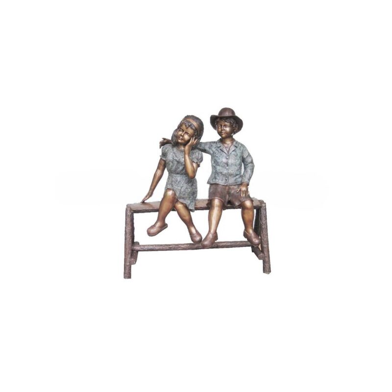 SRB704933 Bronze Boy & Girl on Bench Sculpture by Metropolitan Galleries Inc.