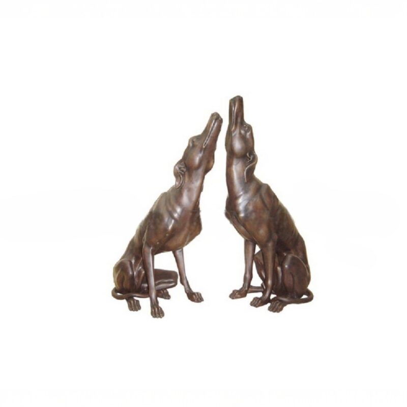 SRB705959 Bronze Sitting Greyhound Sculpture Set by Metropolitan Galleries Inc.