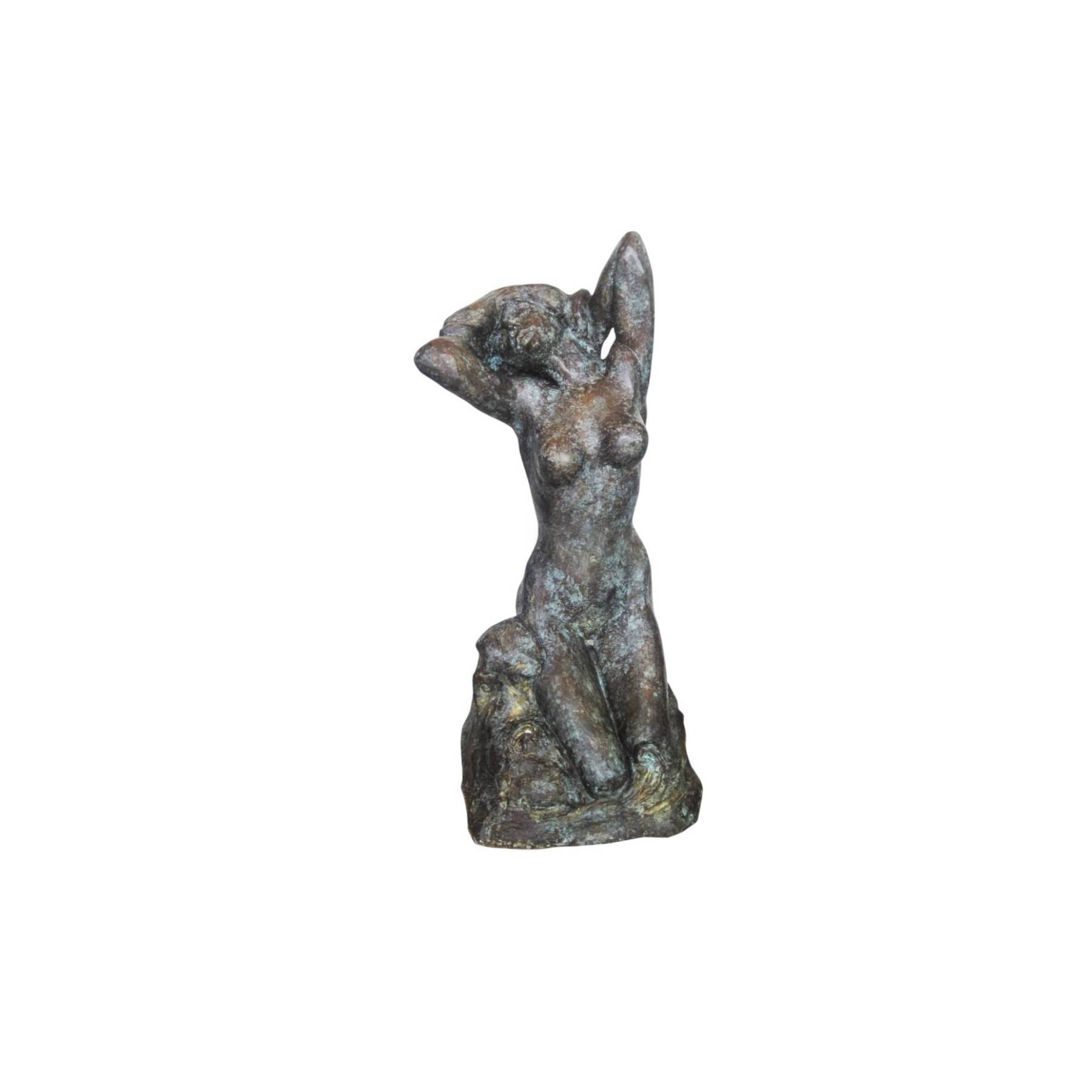 Bronze Sitting Lady on Base Sculpture