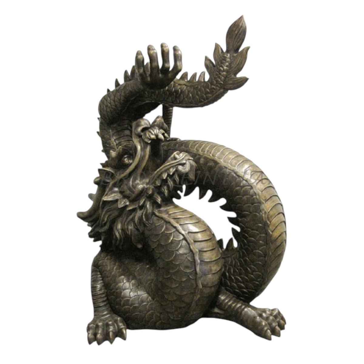 SRB706998 Bronze Dragon Looking Up Fountain Sculpture by Metropolitan Galleries Inc.