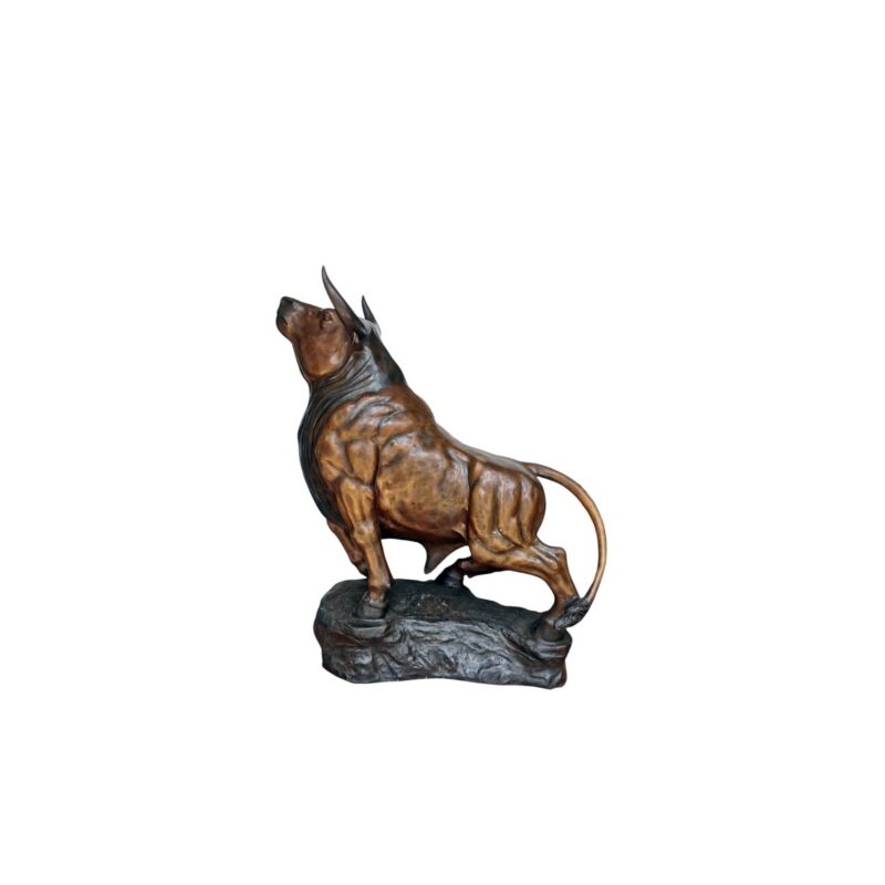 SRB707854 Bronze Bull on Rock Sculpture by Metropolitan Galleries Inc.