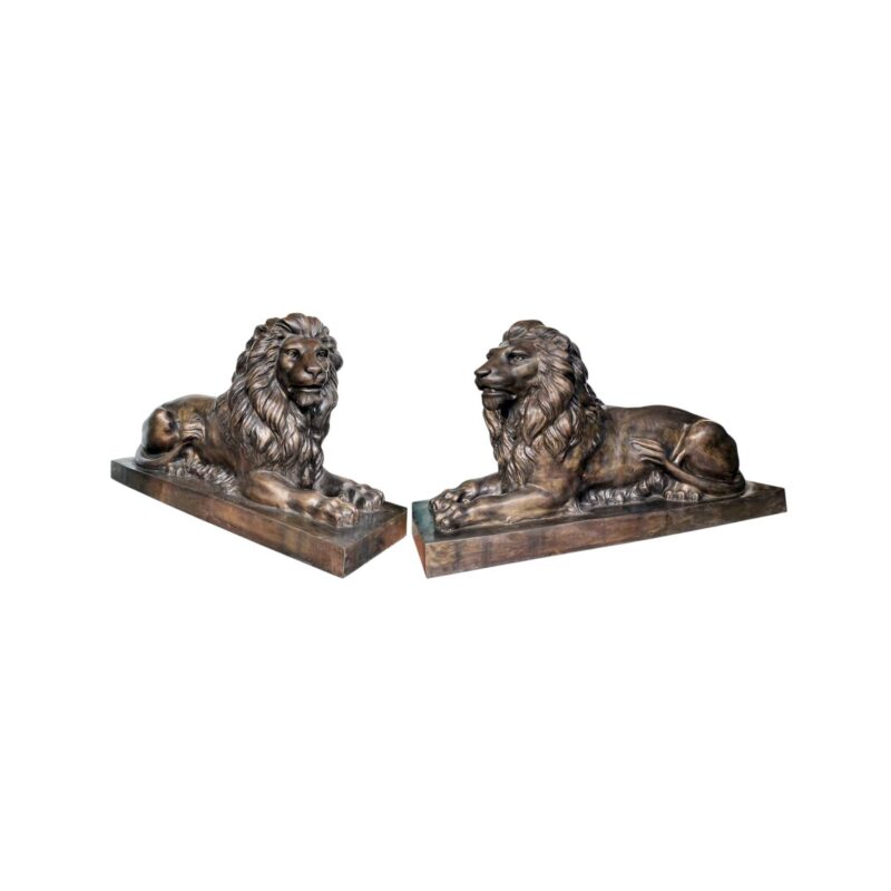 SRB707948 Bronze Lying Lions Sculpture Set by Metropolitan Galleries Inc.