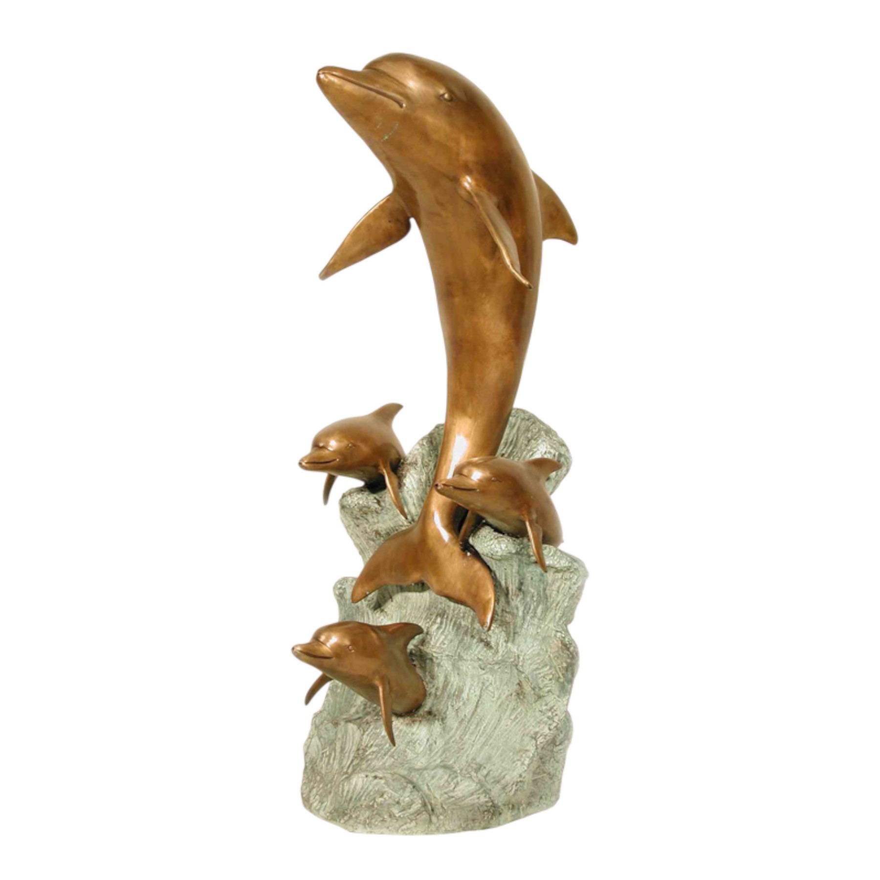 Bronze Four Dolphins on Wave Sculpture